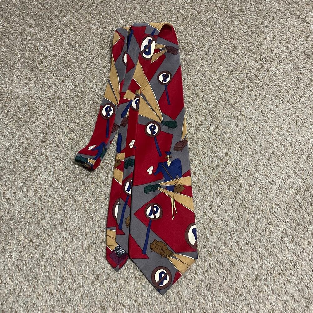 VTG Beatles Tie Mens Red Lovely Rita 90s Abstract Music Formal Preppy Necktie